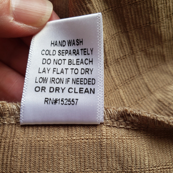 Polagram Top Women Medium Tan Textured Short Sleeve Babydoll Peplum Cottagecore - Picture 5 of 8